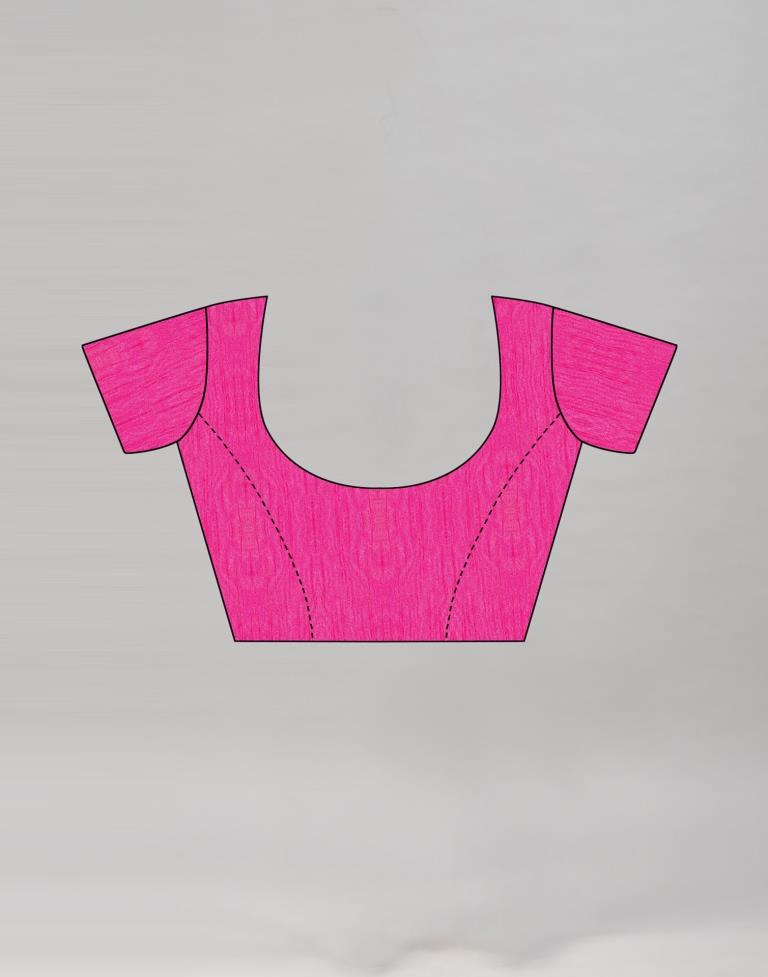 Hot Pink Kota Checks Printed Saree | Leemboodi