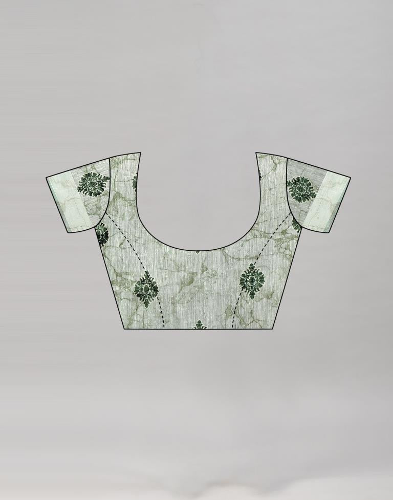 Pista Green Cotton Printed Saree | Leemboodi
