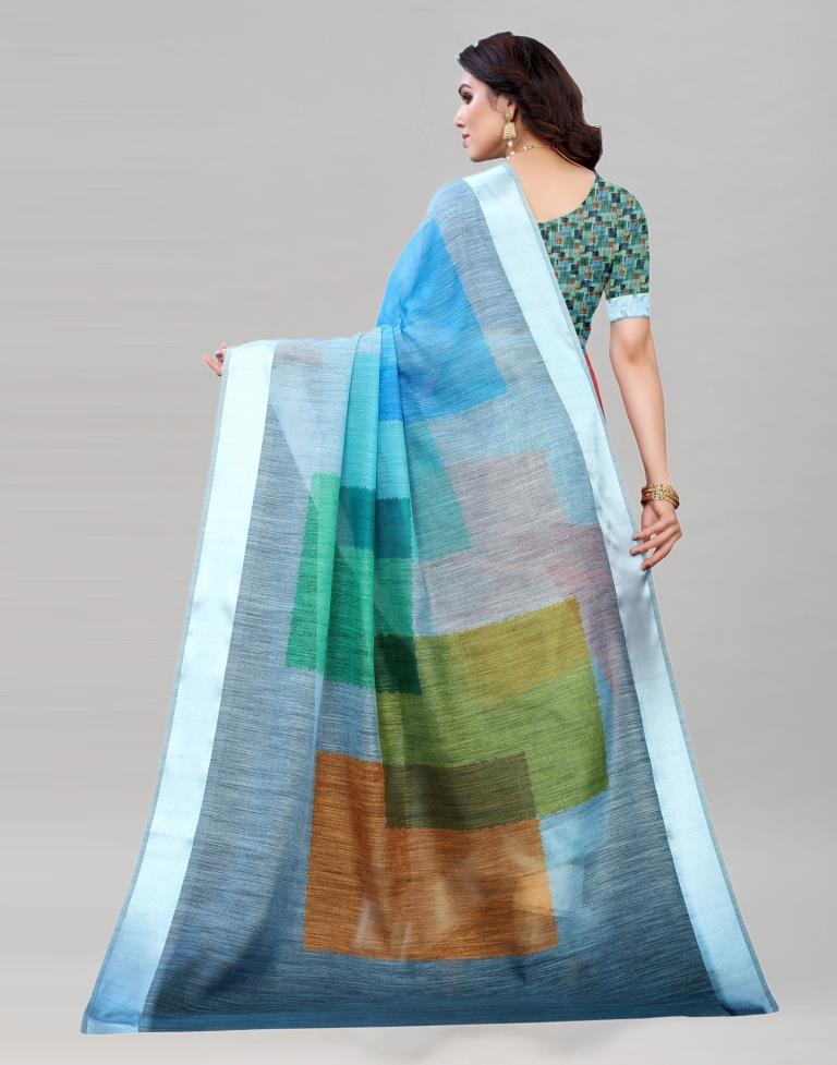 Blue Cotton Printed Saree | Leemboodi
