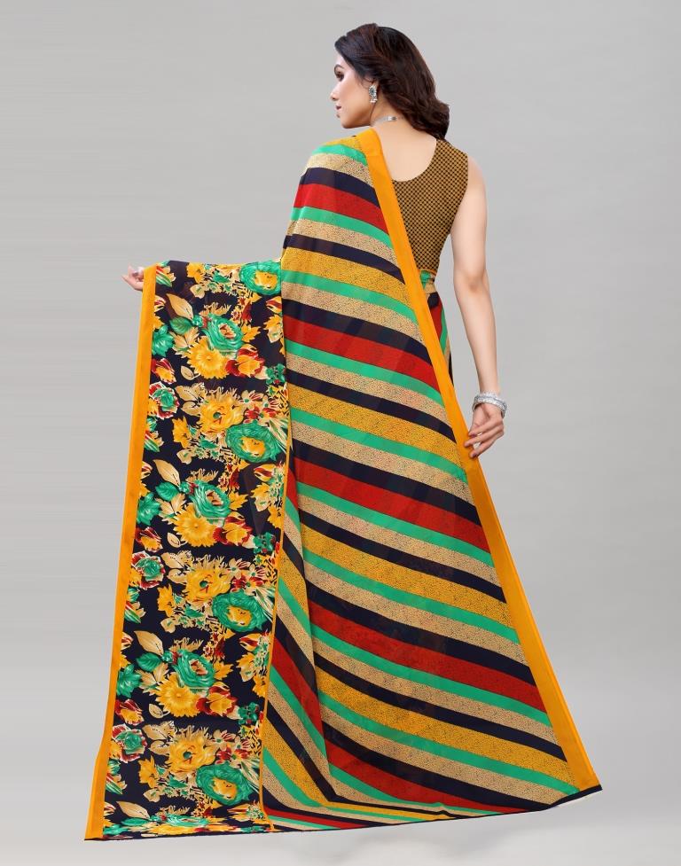 Elegant Yellow Printed Saree | Leemboodi