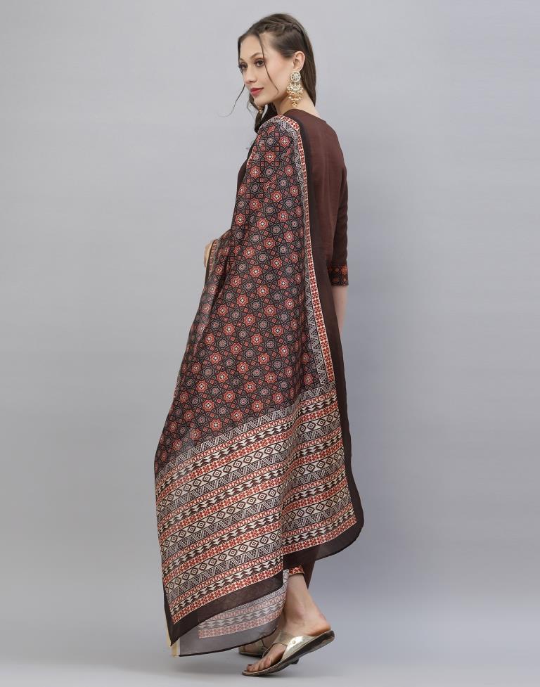 Brown Kurti With Pant And Dupatta | Leemboodi