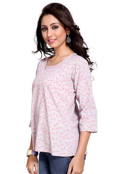 Pink Coloured Cotton Printed Top | Leemboodi