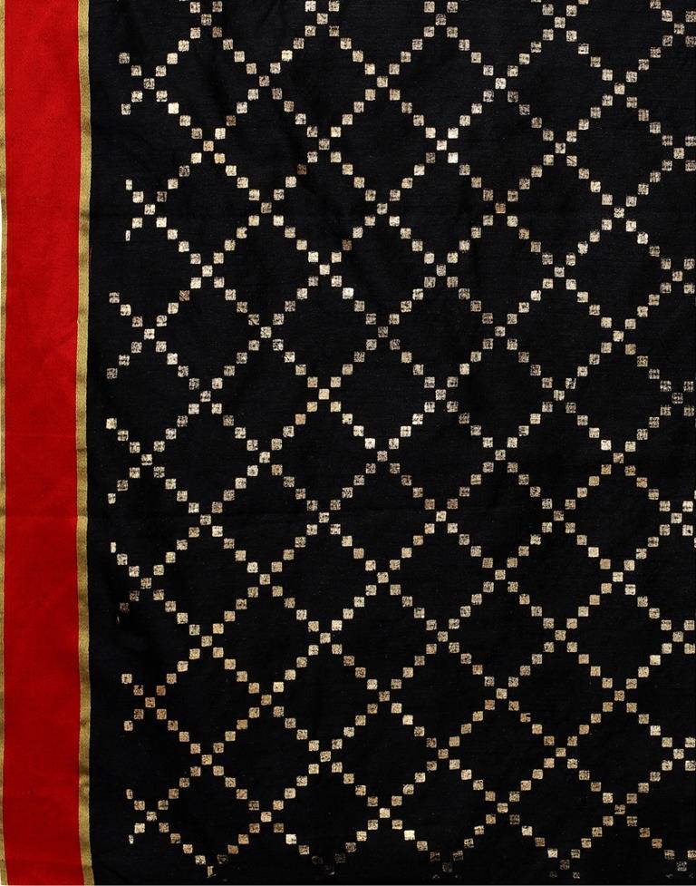 Black Coloured Poly Silk Border Printed Casual saree | Leemboodi