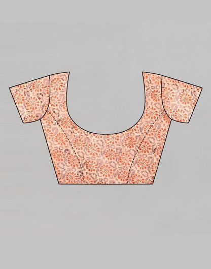 Peach Silk Printed Saree | Leemboodi