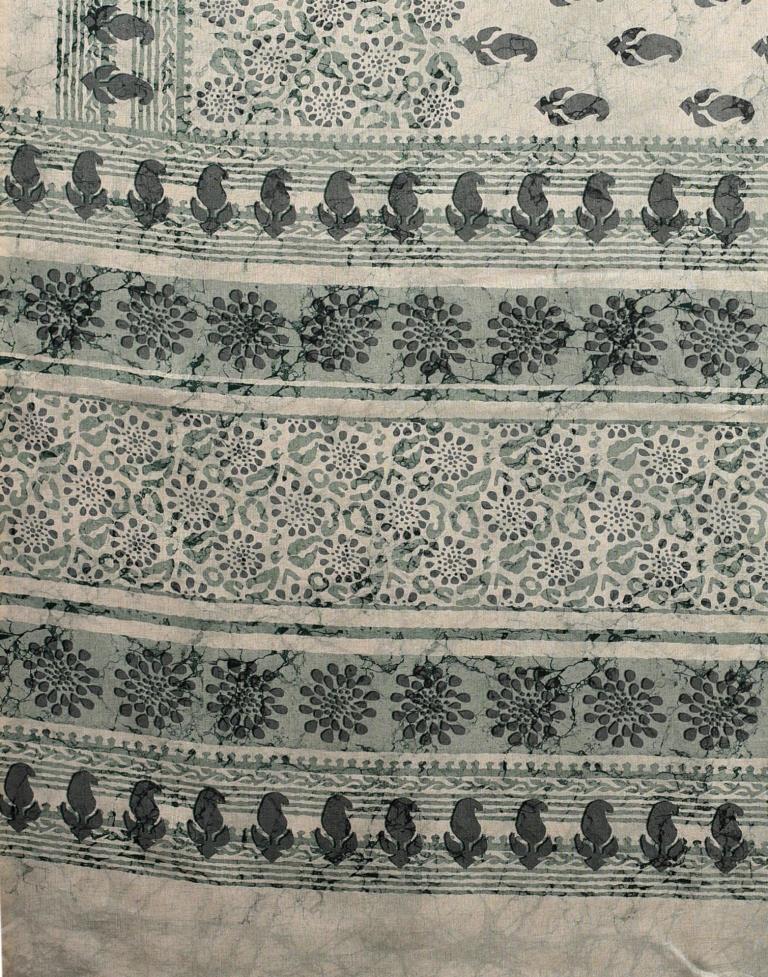 Cream Silk Printed Saree | Leemboodi