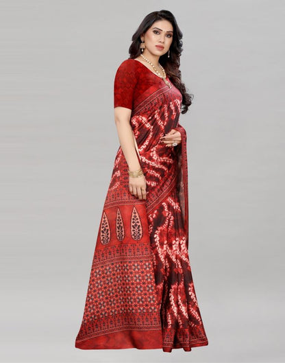 Maroon Silk Printed Saree | Leemboodi