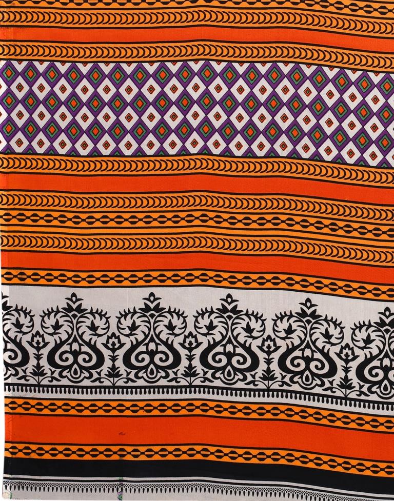 Flamboyant Orange Printed Saree | Leemboodi