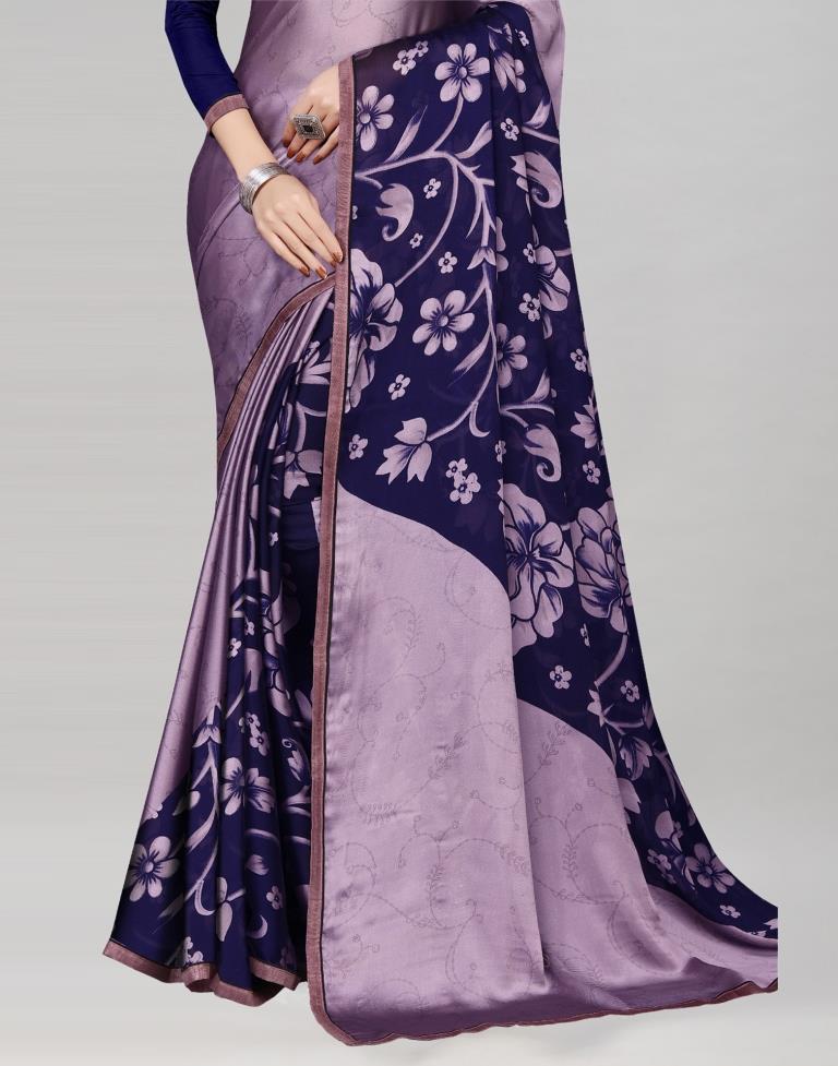 Mauve Purple Printed Saree | Leemboodi