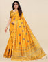 Mustard Yellow Embroidered Silk Saree | Leemboodi