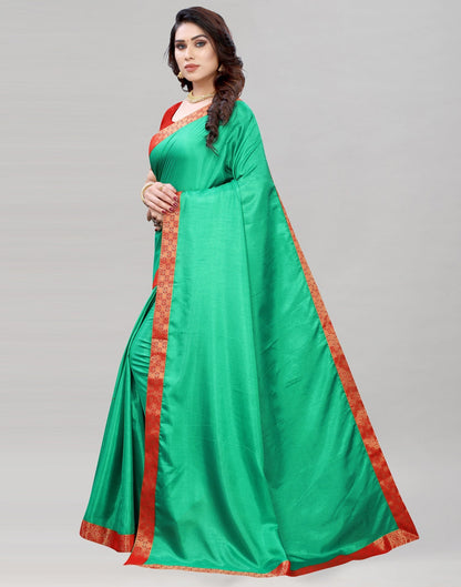 Persian Green Silk Plain Saree | Leemboodi
