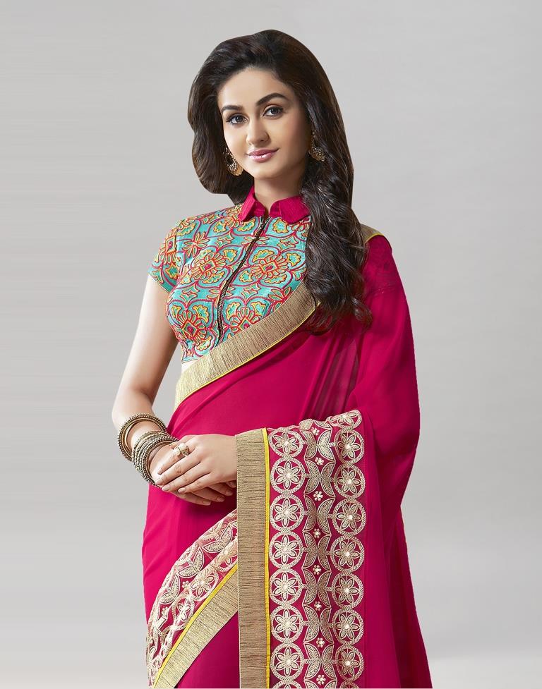 Designer Royal Satin Silk Saree With Adjustable Blouse Kiara Advani Saree  Designer Saree Made to Order Sari Blouse Hot Pink Saree - Etsy