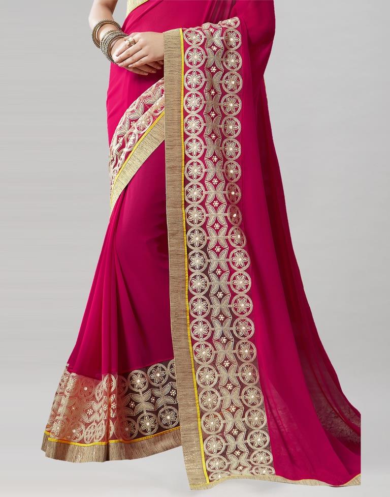 Hot Pink Embroidery Saree | Leemboodi