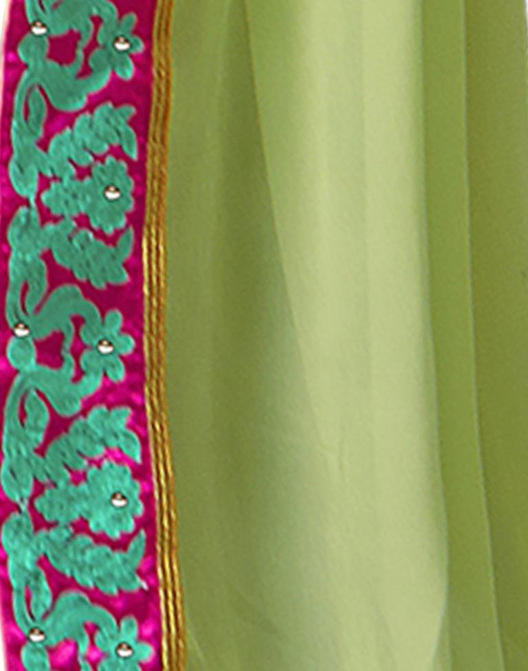 Pista Green Embroidery Saree | Leemboodi