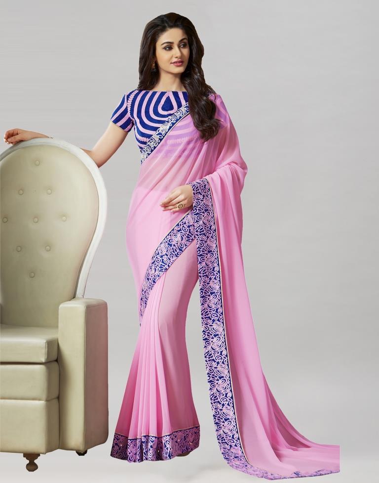 Pink Embroidery Saree | Leemboodi