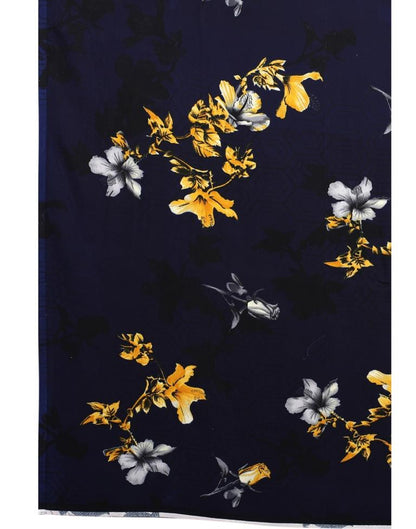 Navy Blue Coloured Georgette Floral Printed Casual saree | Leemboodi