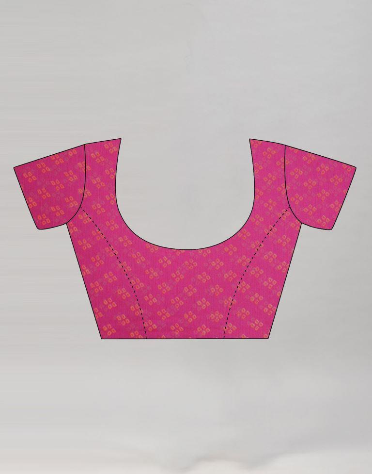 Pink Floral Bandhani Printed Chiffon Saree | Leemboodi