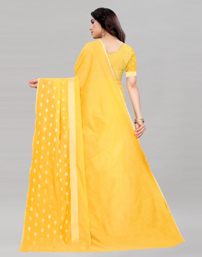 Yellow Embroidered Cotton Saree | Leemboodi