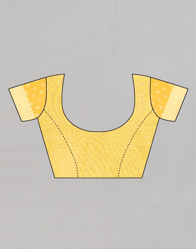 Yellow Embroidered Cotton Saree | Leemboodi