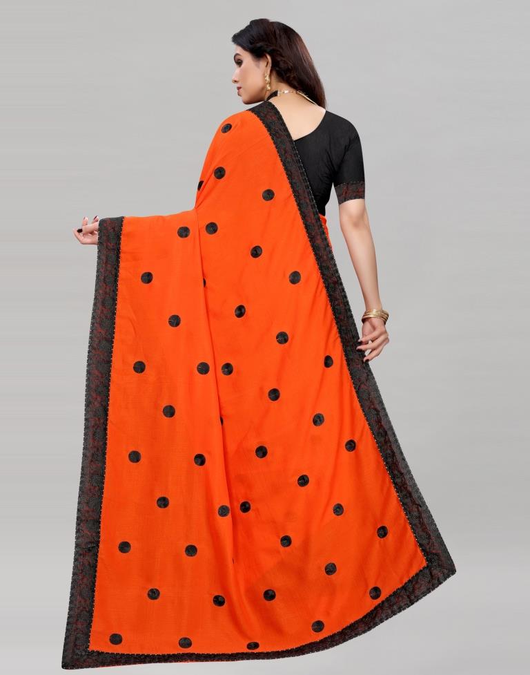 Tremendous Orange Silk Saree | Leemboodi