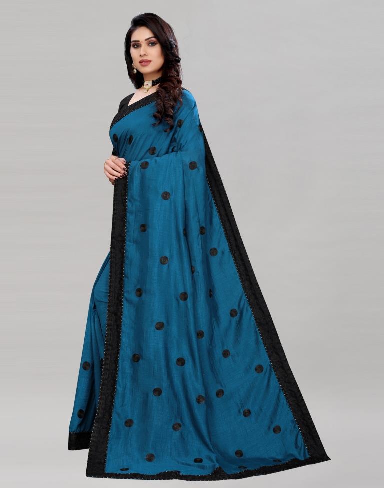 Peacock Blue Silk Saree | Leemboodi