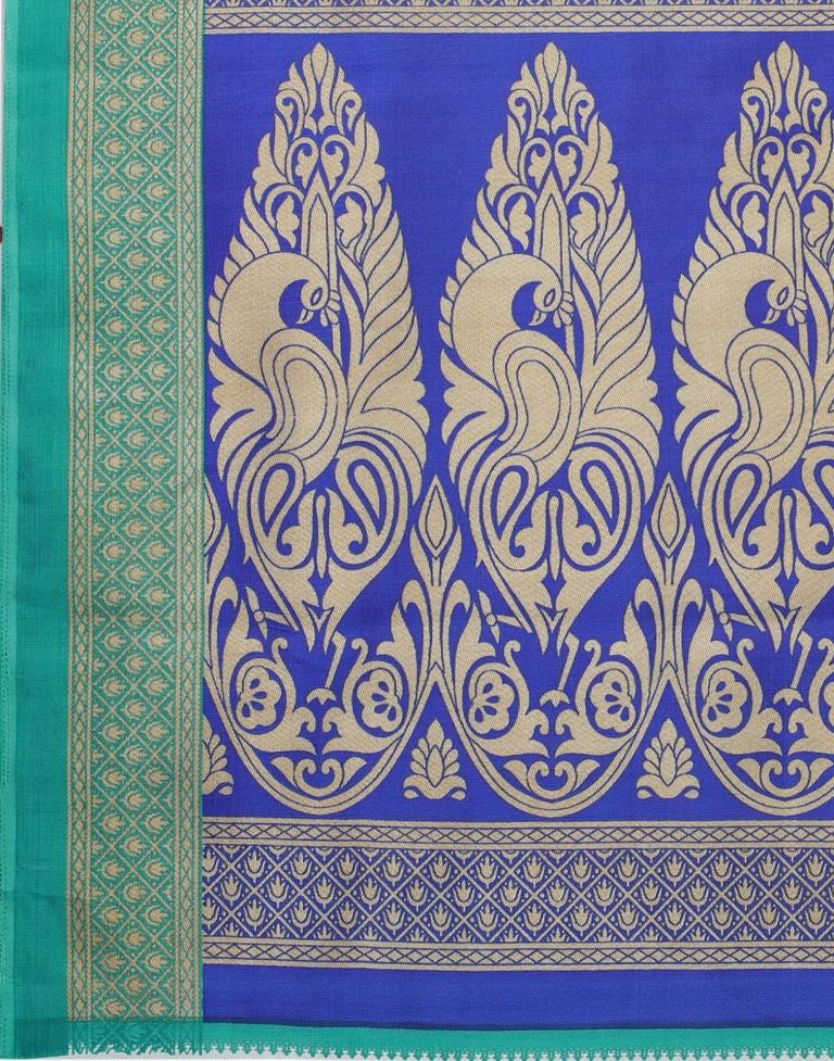 Rama Green Silk Printed Saree | Leemboodi