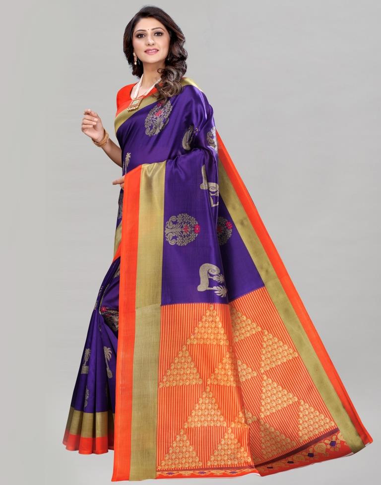 Purple Silk Printed Saree | Leemboodi