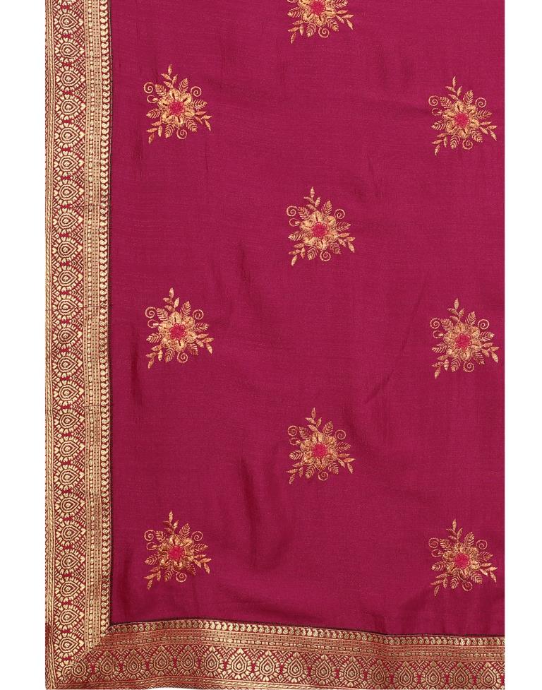 Pink Silk Embroidered Silk Saree | Leemboodi