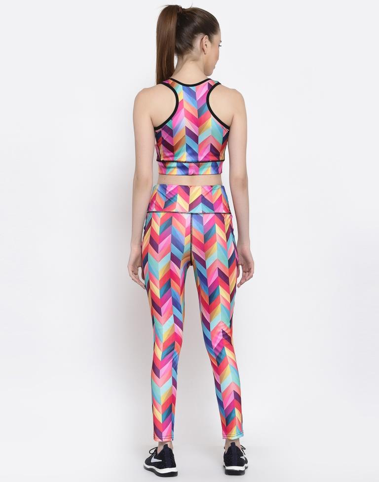 Multicolored Coloured Printed Lycra Sportswear | Leemboodi
