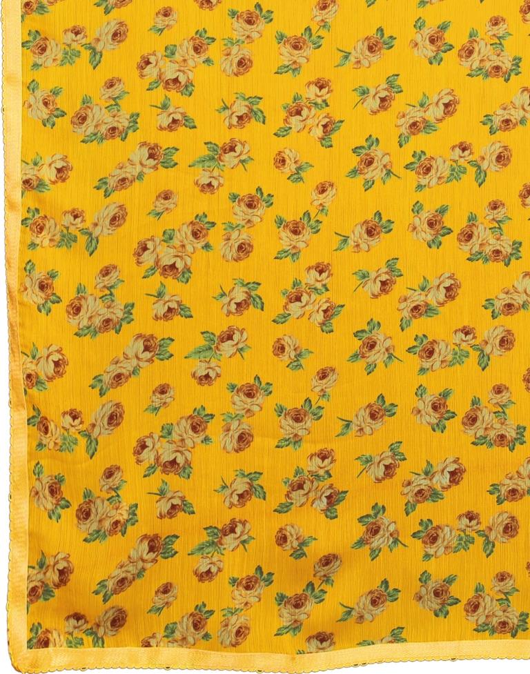 Turmeric Yellow Printed Saree | Leemboodi