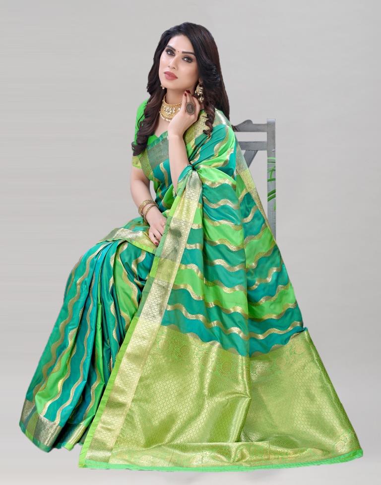 Multicolored Coloured Poly Silk Banarasi Jacquard Partywear saree | Leemboodi