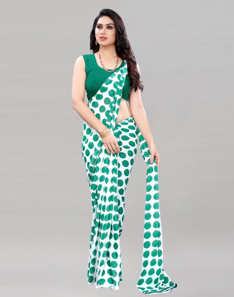 Emerald Green Printed Saree | Leemboodi