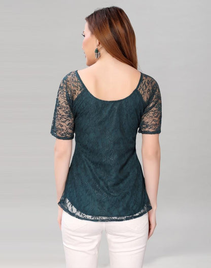 Rama coloured Dyed Net Top | Leemboodi