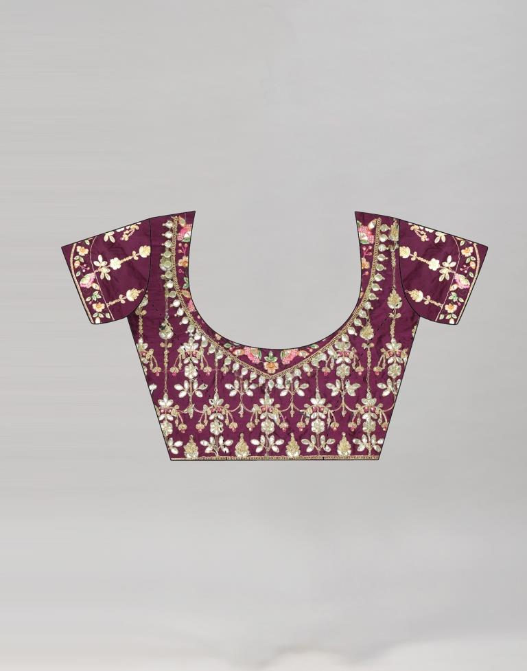 Beige Embroidered Silk Saree | Leemboodi