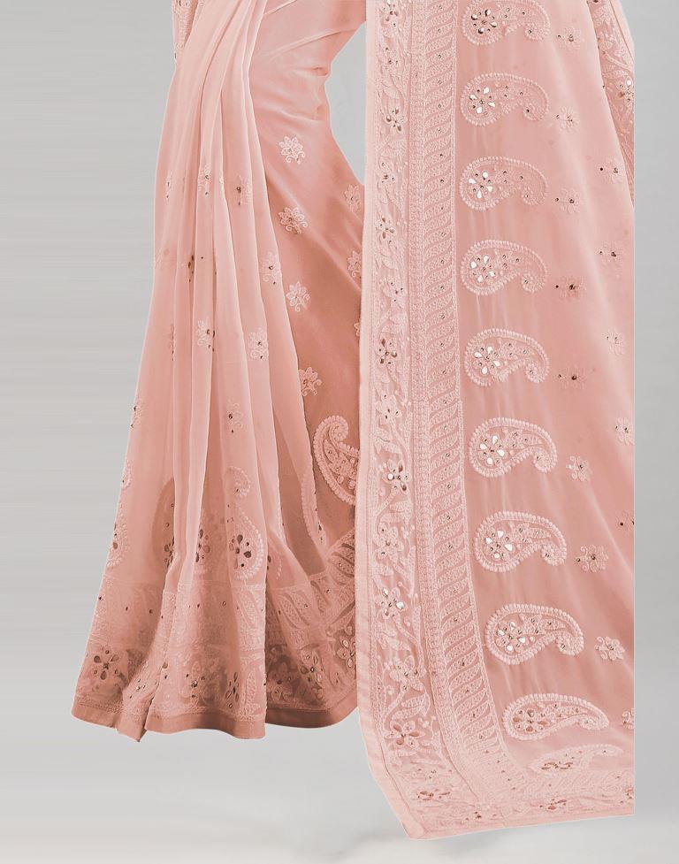 Pink Embroidered Saree | Leemboodi