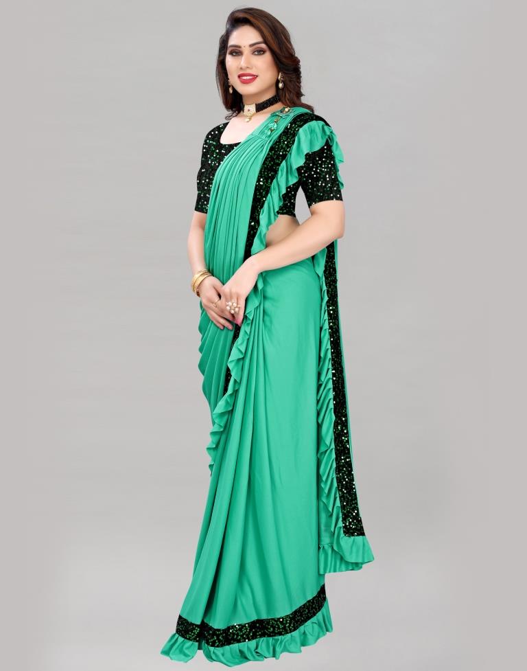 Acqua Green Ready To Wear Saree | Leemboodi