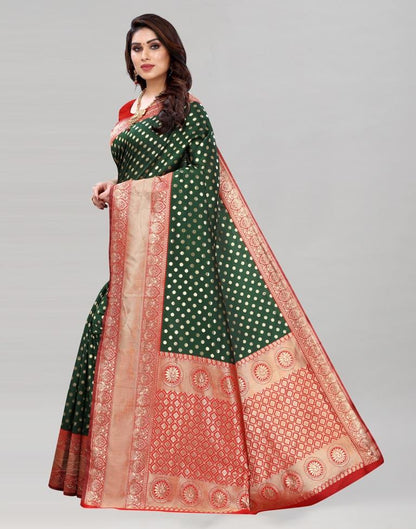 Bottle Green Banarasi Saree | Leemboodi