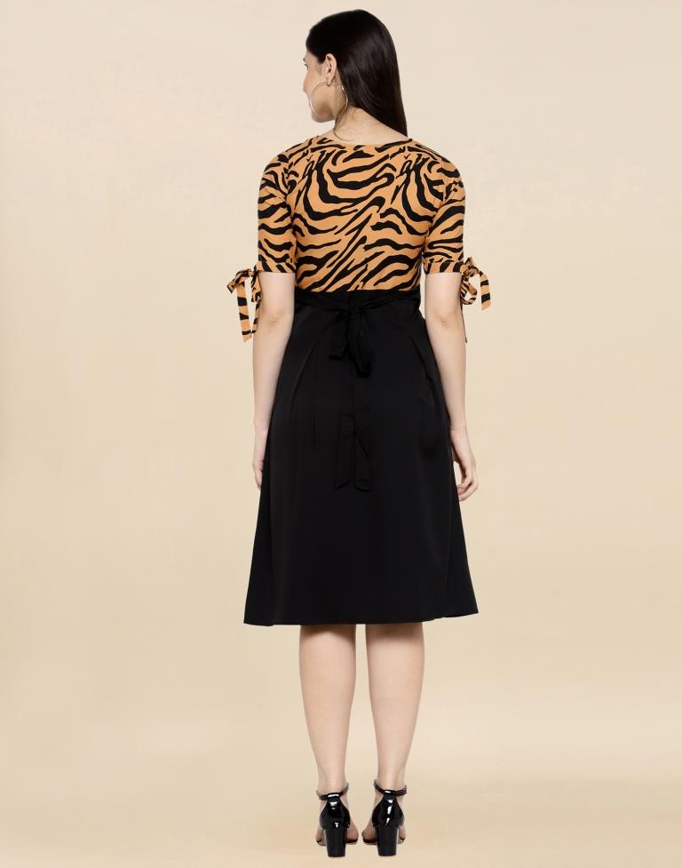 Black And Brown Tye-Up Dress | Leemboodi