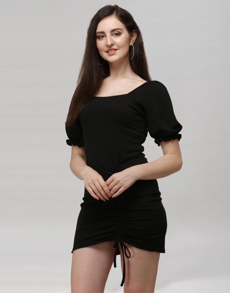 Bold Black Knitted Dress | Leemboodi