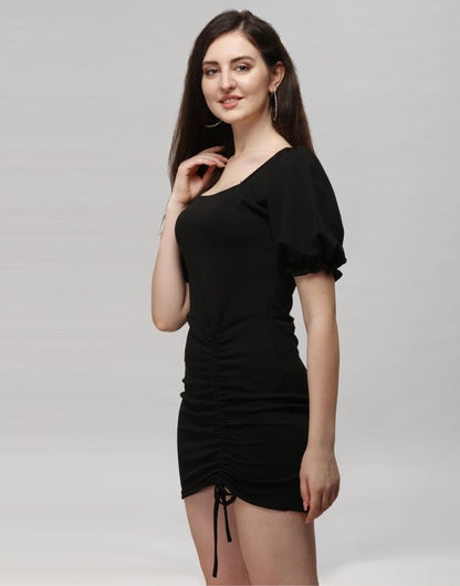 Bold Black Knitted Dress | Leemboodi