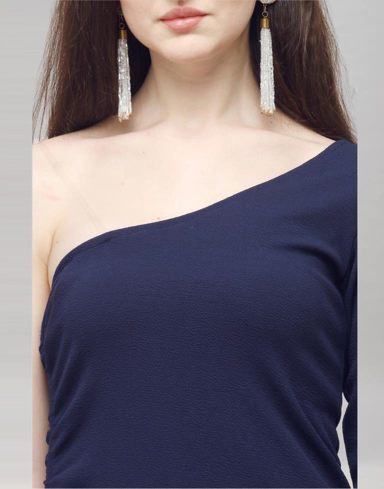 Blue Coloured Knitted Lycra Dress | Leemboodi