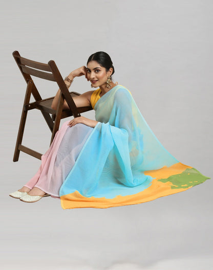 Multicolored Georgette Digital Printed Saree | Leemboodi