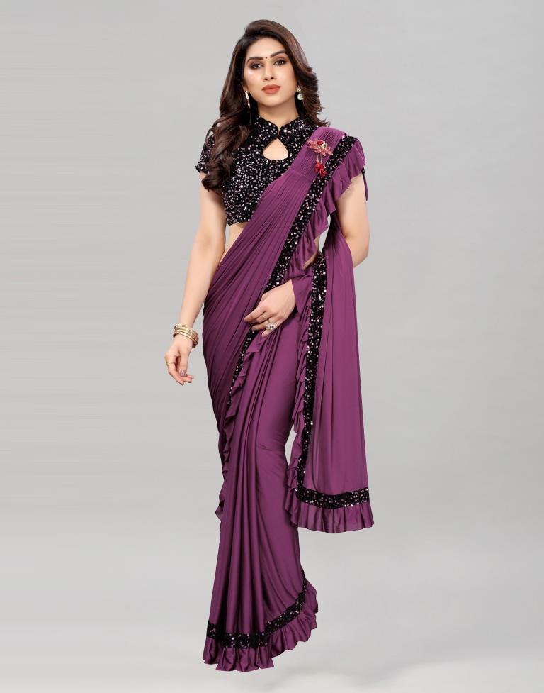 Magenta Coloured Lycra Dyed Saree | Leemboodi