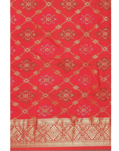 Red Coloured Poly Silk Banarasi Jacquard Saree | Leemboodi