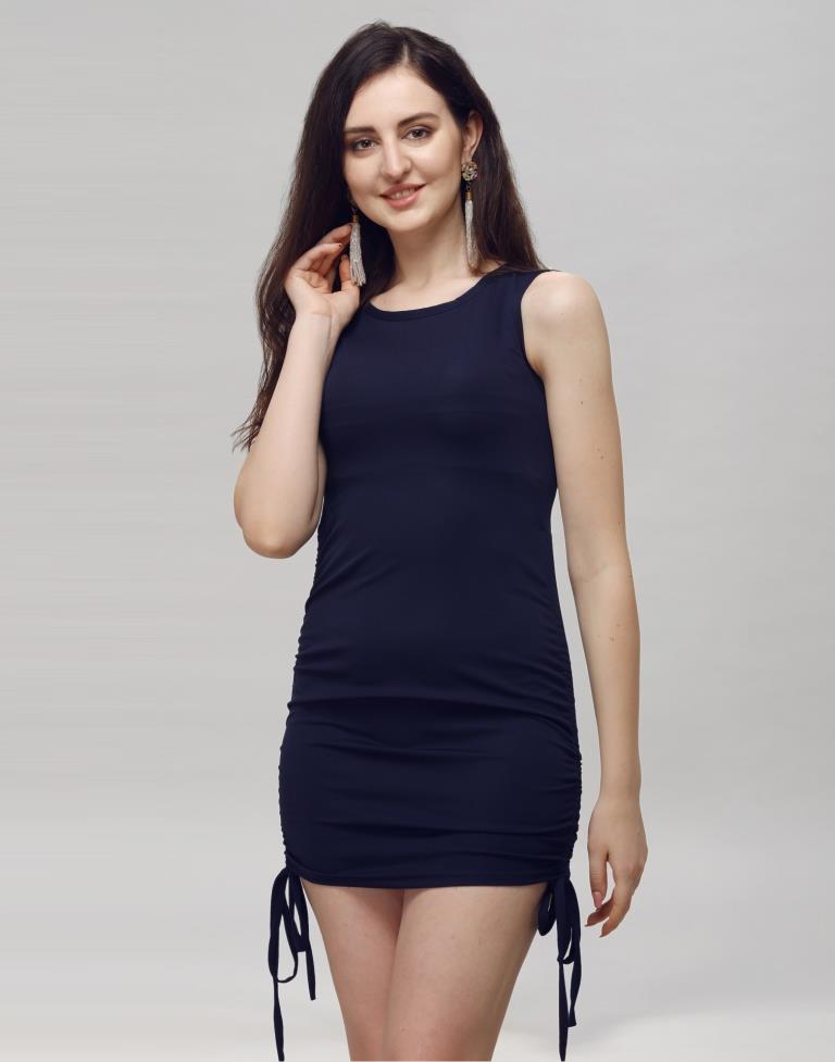 Blue Coloured Knitted Lycra Dress | Leemboodi