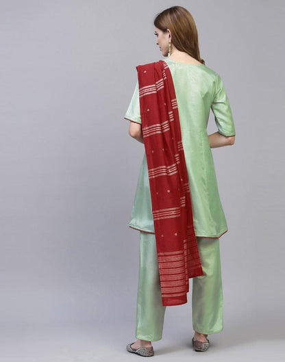 Mint Green Kurti With Pant And Dupatta | Leemboodi