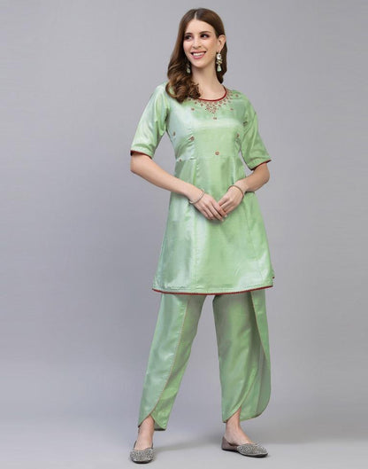 Mint Green Kurti With Pant And Dupatta | Leemboodi