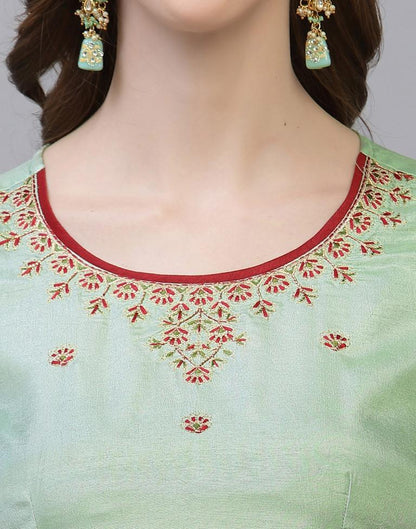 Mint Green Kurti With Pant And Dupatta | Leemboodi