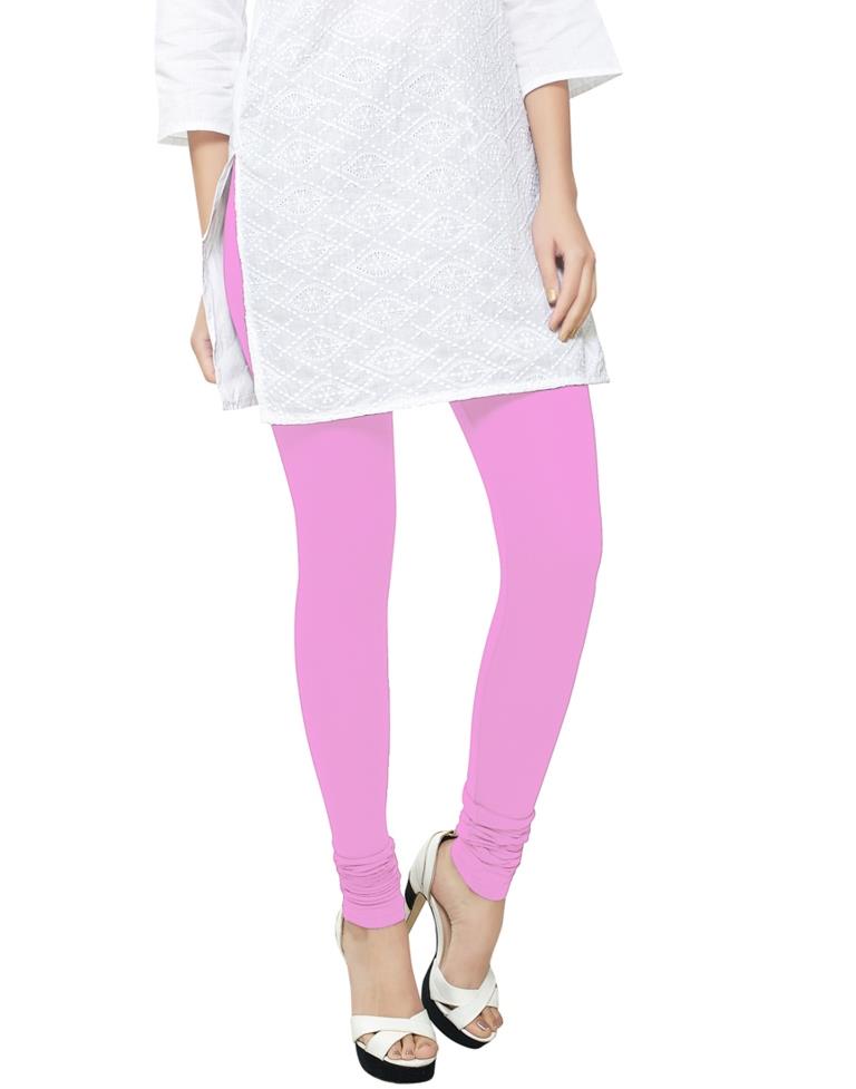 Fabulous Rose Pink Coloured Plain Cotton Leggings | Leemboodi