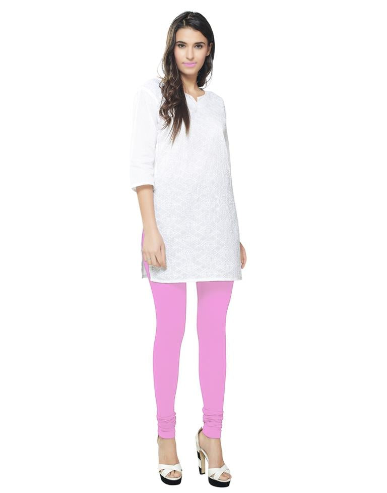 Fabulous Rose Pink Coloured Plain Cotton Leggings | Leemboodi