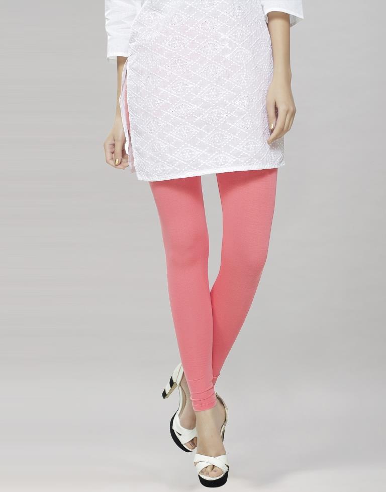 Brilliant White Coloured Plain Cotton Leggings